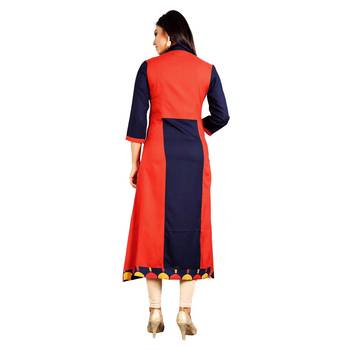 Red plain rayon kurti 2