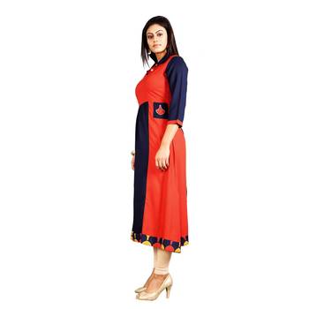 Red plain rayon kurti 3