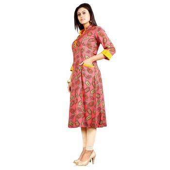 Red printed rayon kurti 3