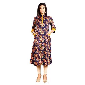 Multicolor printed rayon kurti 1