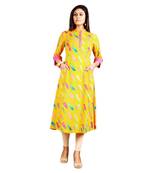 Yellow printed rayon kurti
