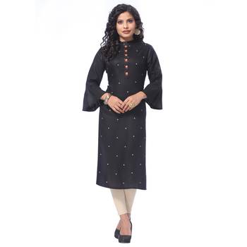 Black embroidered rayon kurti 1