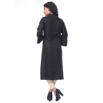 Black embroidered rayon kurti 2