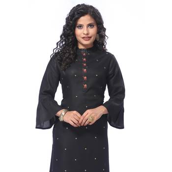 Black embroidered rayon kurti 4