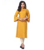 Mustard embroidered rayon kurti