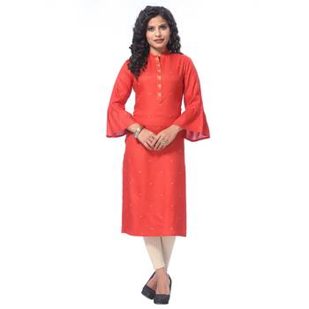 Red embroidered rayon kurti 1