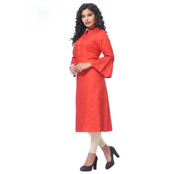 Red embroidered rayon kurti 3