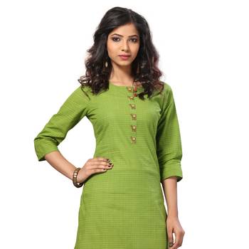 Green printed cotton kurti 4