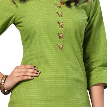 Green printed cotton kurti 5