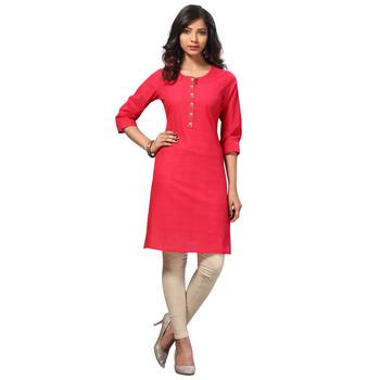 Pink printed cotton kurti 1