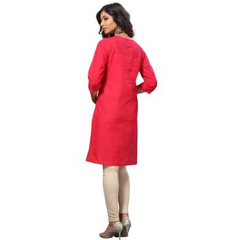 Pink printed cotton kurti 2