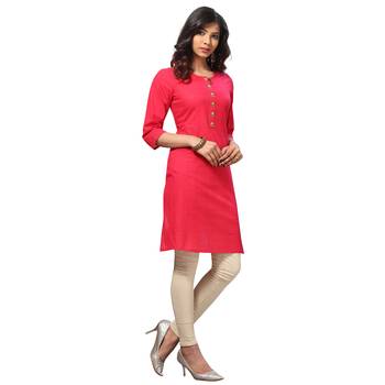 Pink printed cotton kurti 3