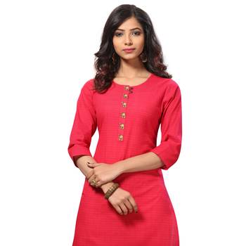 Pink printed cotton kurti 4