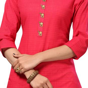 Pink printed cotton kurti 5