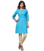 Blue printed cotton kurti