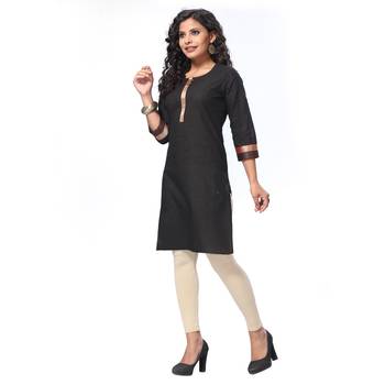 Black plain cotton kurti 3