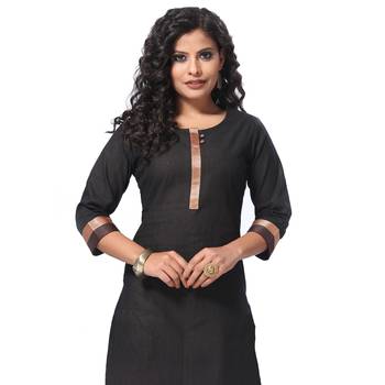 Black plain cotton kurti 4