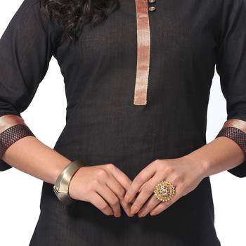 Black plain cotton kurti 5