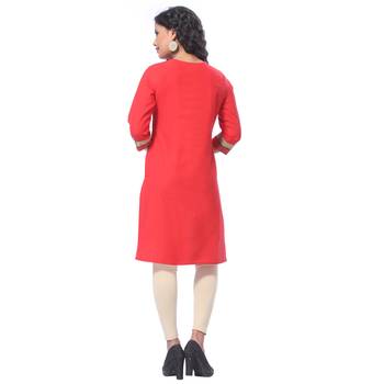 Red plain cotton kurti 2
