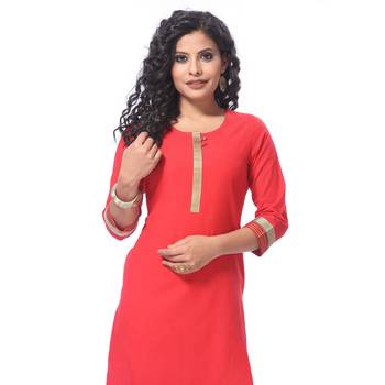 Red plain cotton kurti 4