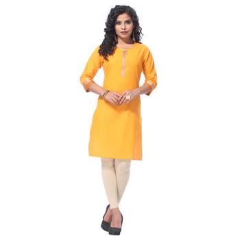 Yellow plain cotton kurti 1