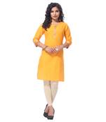 Yellow plain cotton kurti