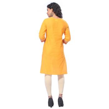 Yellow plain cotton kurti 2