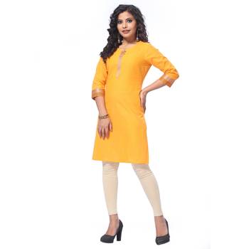Yellow plain cotton kurti 3
