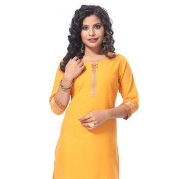 Yellow plain cotton kurti 4