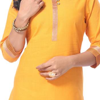 Yellow plain cotton kurti 5