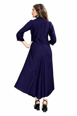 Navy-blue embroidered rayon party-wear-kurtis 2