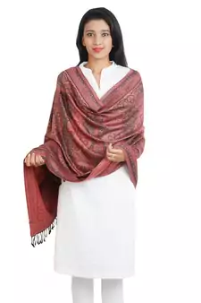 Peach colour Viscose Silk Jacquard Reversible Shawl (70X200 cm)