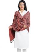 Peach colour Viscose Silk Jacquard Reversible Shawl (70X200 cm)