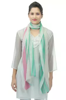 Multicolour Striped Cotton Viscose Stole(50 x200 cm)