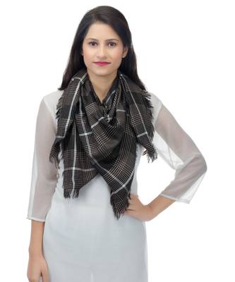 Black Brown Checkered Viscose Unisex square Scarf (100x100) 1