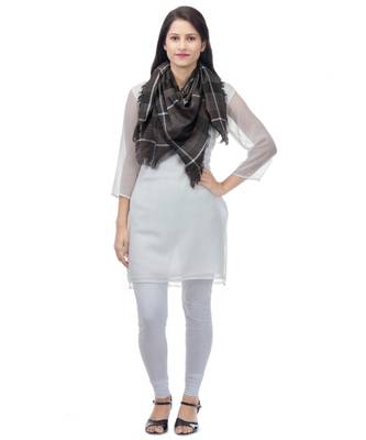 Black Brown Checkered Viscose Unisex square Scarf (100x100) 2