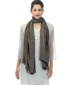 black grey self design Viscose Women Stole (75 x 180 cm)