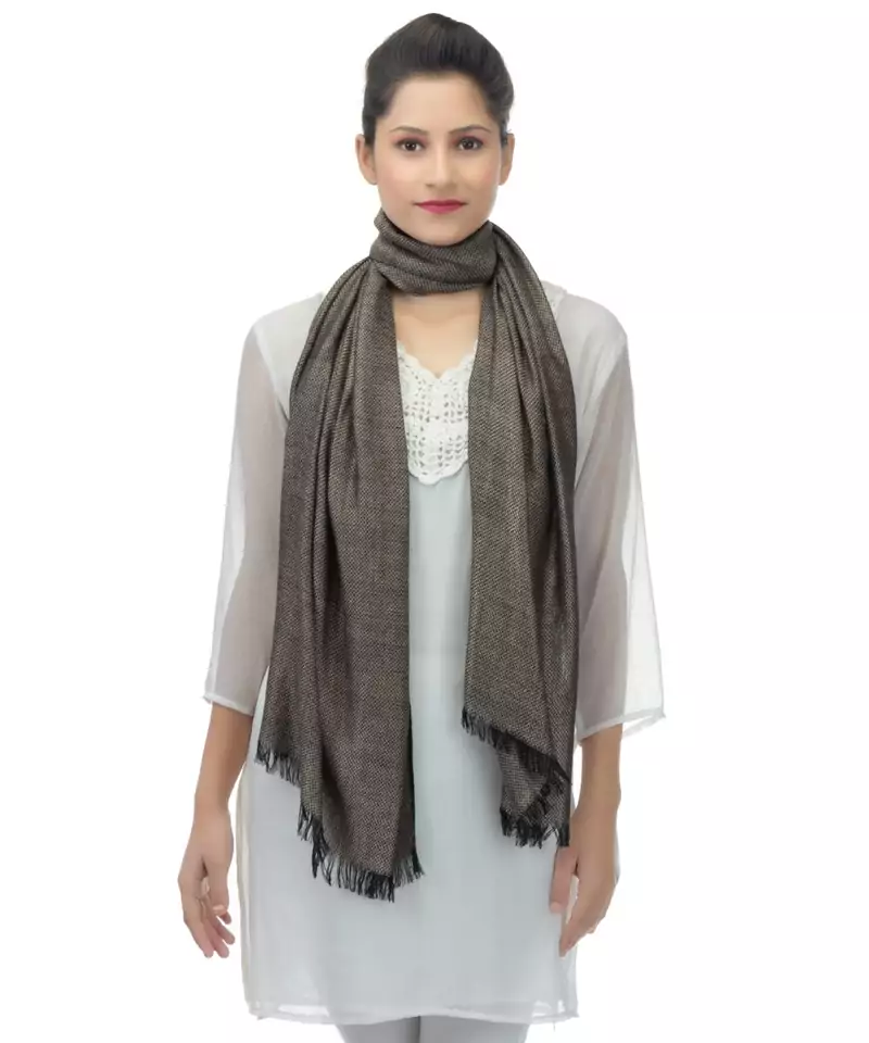 black grey self design Viscose Women Stole (75 x 180 cm)