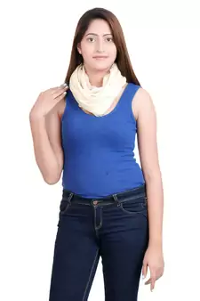 Beige Solid Viscose Fringes Stole (70X200) cm