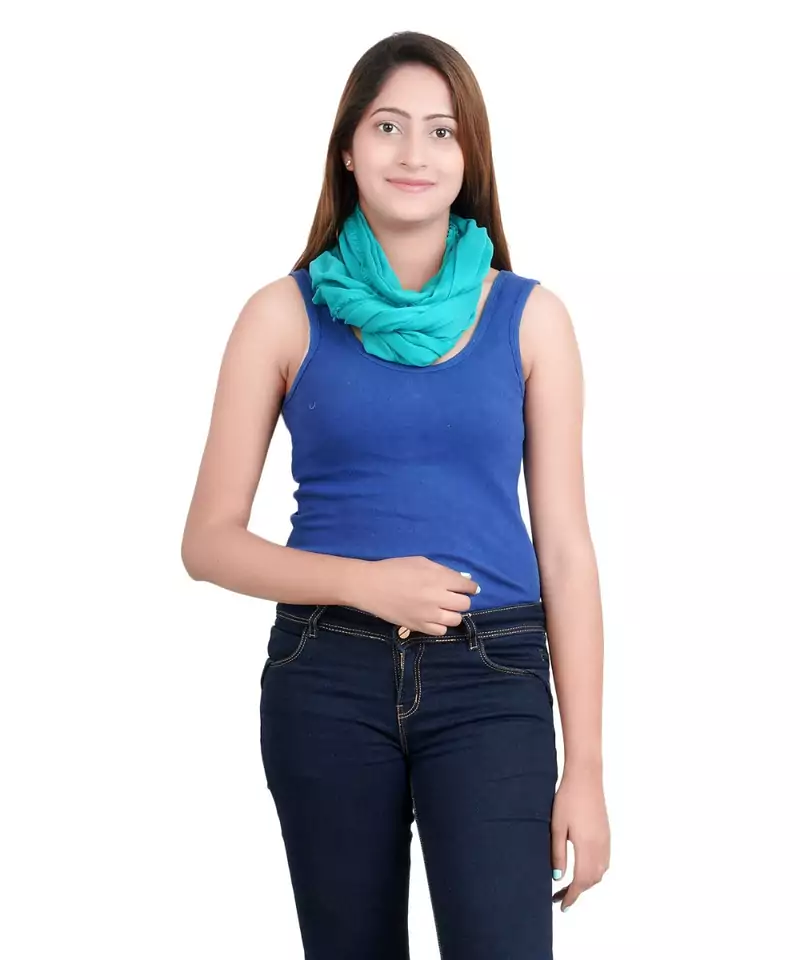 Rama Green Solid Viscose Fringes Stole (70X200) cm