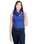 Blue Solid Viscose Fringes Stole (70X200) cm