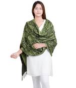 Green/Black Paisley Viscose Reversible Shawl  (70X200 cm)