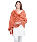 Red/Beige Paisley Viscose Jacquard Reversible Shawl (70X200 cm)