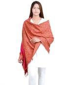 Pink/Beige Paisley Viscose Jacquard Reversible Shawl (70X200 cm)