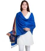 Royal Blue Viscose Jacquard Shawl (70X200 cm)