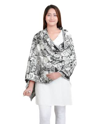 Black/White Woven Viscose Reversible Shawl (70X200 cm) 1