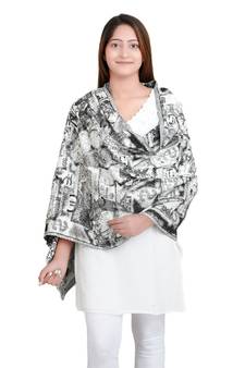 Black/White Woven Viscose Reversible Shawl (70X200 cm)