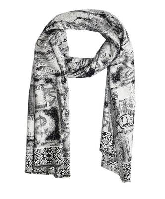 Black/White Woven Viscose Reversible Shawl (70X200 cm) 3