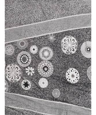 Black/White Circle Viscose Jacquard Fringes Reversible Shawl (70X180 cm) 4