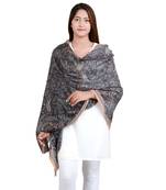 Grey Multicolour Paisley Print Wool Shawl (70X200 cm)